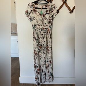 Floral Maxi Dress with Romper Small